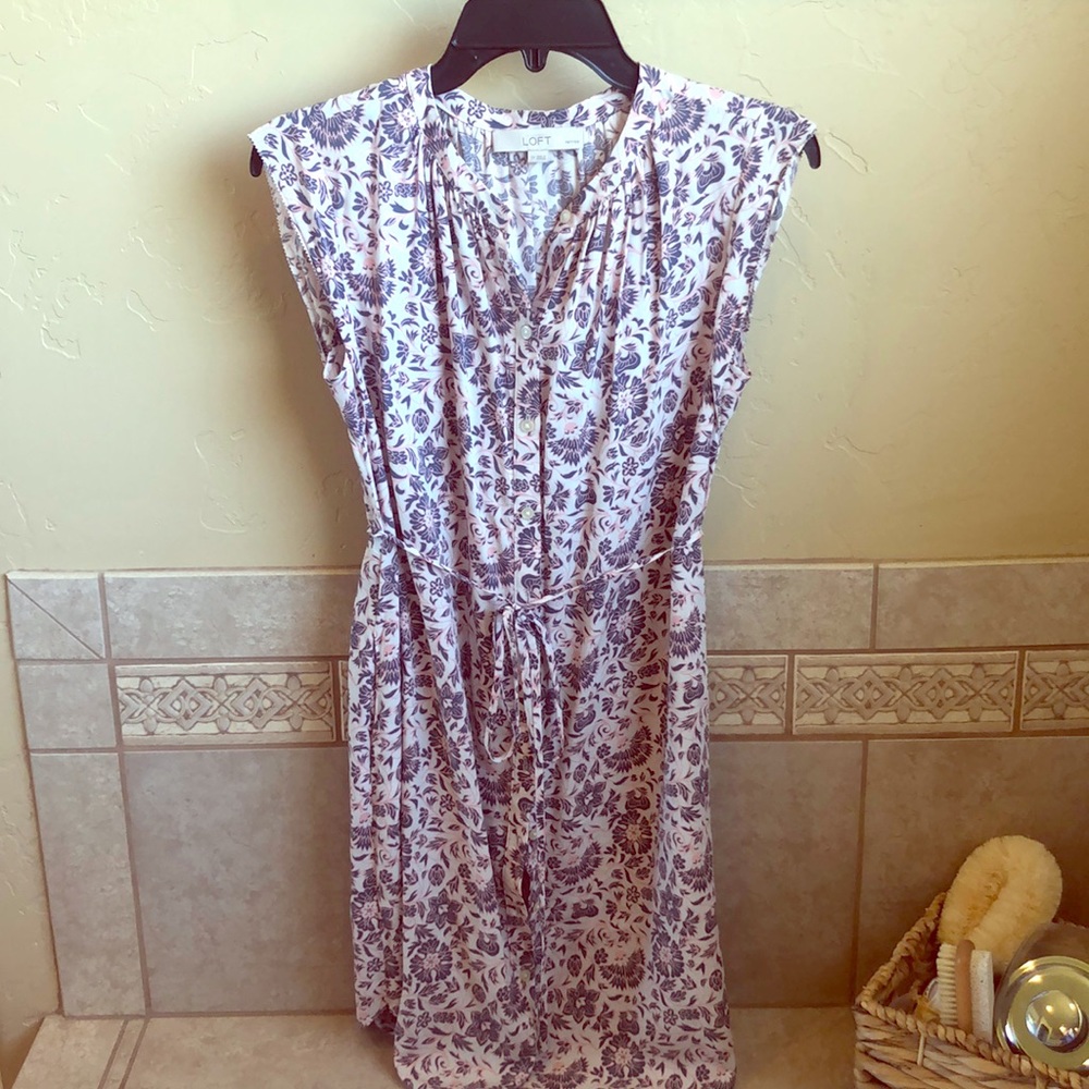 LOFT floral button up dress